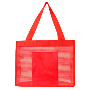 Pinstripe Mesh Beach Bag Promotional Shopping Cooler Beach Bag